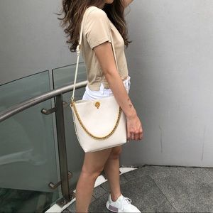 White bucket bag